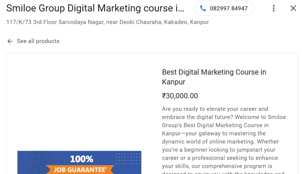 Smiloe Group Digital Marketing Course Fee Structure